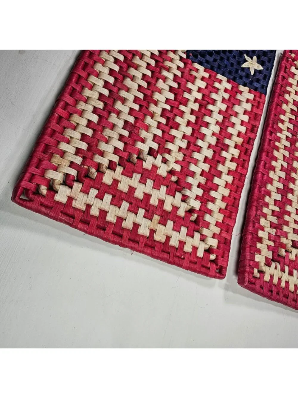 Set of 2 Wicker American Flag Placemats Red White & Blue 18